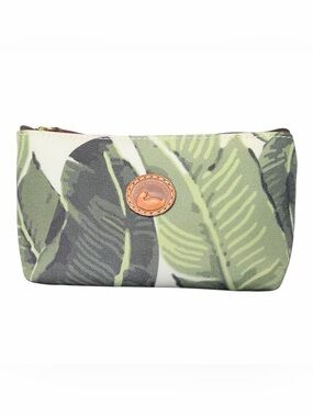 Dooney & Bourke Green Tropical Banana Leaf Canvas Zip Pouch